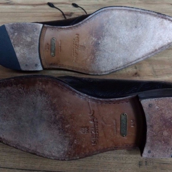 Mezlan Platinum Ostrich Leather Oxfords Dress Shoes Size 8 M Black Valens Exotic - Picture 8 of 8
